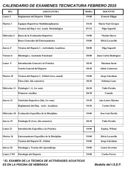 Calendario Exámenes FEBRERO 2015 TECNICATURA