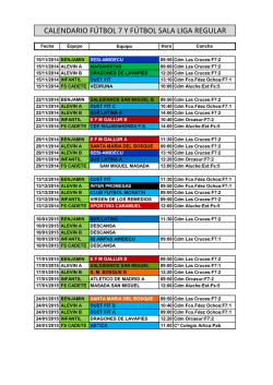 calendario fútbol 7 y fútbol sala liga regular