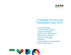 Il Catalogo Fornitori per i Partecipanti Expo 2015