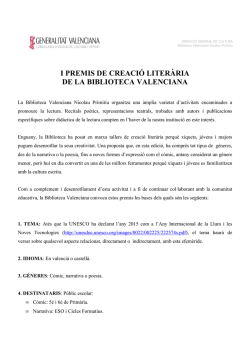 Premios de Creaci&oacute;n Literaria de la Biblioteca Valenciana.&hellip;