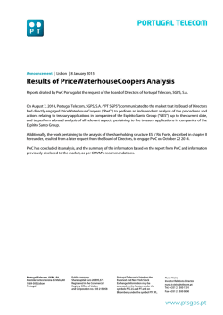 Results of PriceWaterhouseCoopers Analysis - CMVM