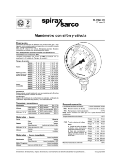 Manómetro con sifón y válvula - Spirax Sarco