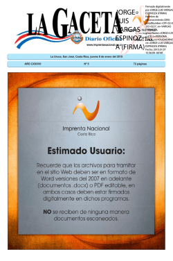 LA GACETA N° 5 de la fecha 08 01 2015