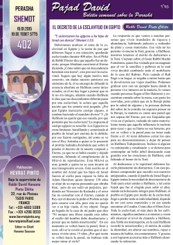Pajad David Bolet&iacute;n semanal sobre la Parash&aacute; - Hevrat Pinto