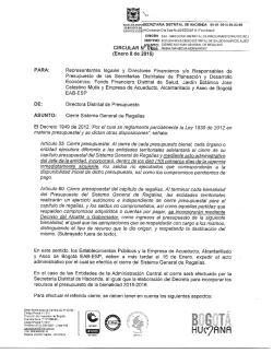 Circular 01 de Enero 8 de 2015 - Secretaría de Hacienda Distrital