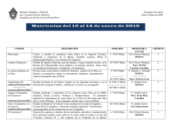 Matrículas del 12 al 14 de enero de 2015 - Arquidiócesis de San Juan