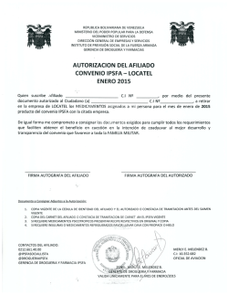 Planilla de Autorización del Afiliado Convenio IPSFA-LOCATEL.