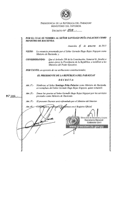 DECRETO N&deg; zt&iexcl;&iexcl;q. - - Presidencia de la Rep&uacute;blica del Paraguay