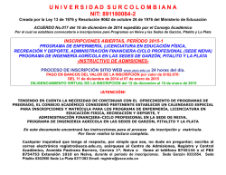 Inscripciones Abiertas Período 2015-1 - Universidad Surcolombiana