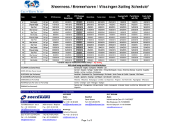 Sheerness / Bremerhaven / Vlissingen Sailing Schedule* - Boeckmans