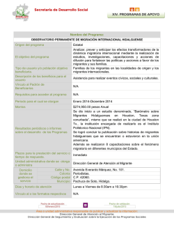 Nombre del Programa: - Transparencia Hidalgo - Gobierno del