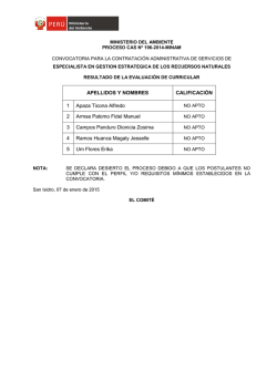APELLIDOS Y NOMBRES CALIFICACI&Oacute;N 1 Apaza Ticona Alfredo 2
