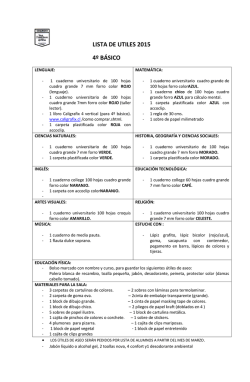 LISTA DE UTILES 2015 4&ordm; B&Aacute;SICO