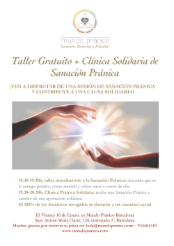 18.30-19.30h, taller introductorio a la Sanación - Mundo Pránico