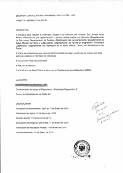 SEGUNDA CONVOCATORIA INTERNADO PSICOLOGÍA 2015