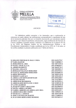 ÿþ2 0 1 5 0 0 0 0 0 7 ( 1 ) - Ciudad Autónoma de Melilla