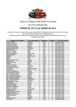 ORDRE DE JOC 18 de GENER DE 2015