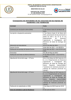 Cronograma de Actividades de los concursos de los ingreso de