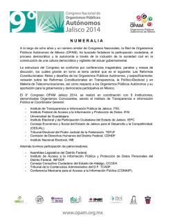 Numeralia final - 9&ordm; Congreso Nacional OPAM Jalisco 2014