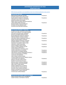 Lista Admitidos 2015 - Universidad Adventista de Chile