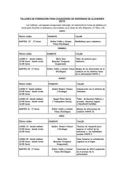 TALLERES DE FORMACIÓN PARA CUIDADORES