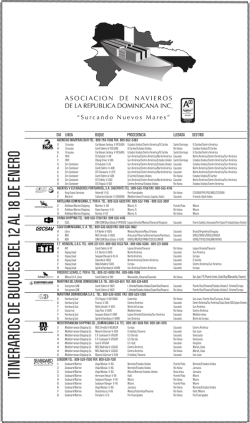 ITINERARIOS DE BUQUES DEL 12 AL 18 DE ENERO