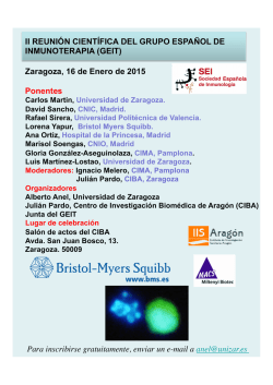 Zaragoza, 16 de Enero de 2015 Ponentes II REUNI&Oacute;N CIENT&Iacute;FICA