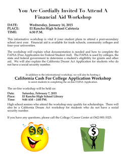 You Are Cordially Invited To Attend A Financial Aid Workshop DATE