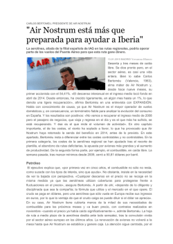 "Air Nostrum está más que preparada para ayudar a Iberia"