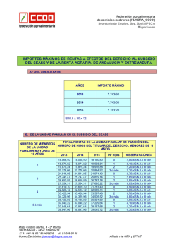 Limites de Rentas Subisidio Agrario y Renta Agraria 2015