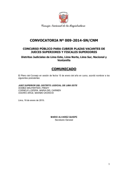 CONVOCATORIA Nº 009-2014