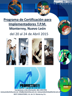 Programa de Certificaci&oacute;n para Implementadores T.P.M. Monterrey
