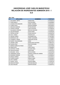 Resultado Ingresantes Ilo - Universidad José Carlos Mariátegui