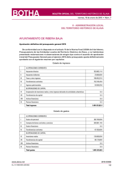 Aprobaci&oacute;n definitiva del presupuesto general 2015