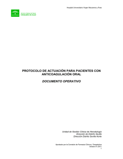 Protocolo de Actuación para pacientes con Anticoagulación Oral