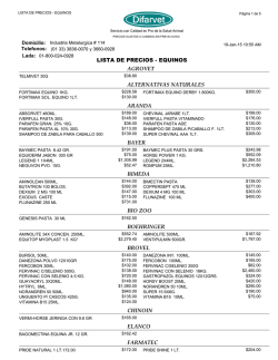 LISTA DE PRECIOS - EQUINOS AGROVET ALTERNATIVAS