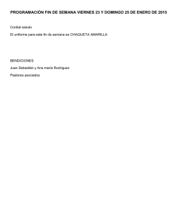 PROGRAMACI&Oacute;N FIN DE SEMANA VIERNES 23 Y