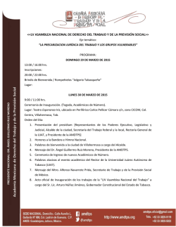 Programa LV Asamblea Nacional del Trabajo Villahermosa 2015