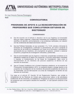 "CONVOCATORIA de apoyo a la reincorporación