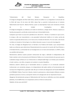 "Fallecimiento del Fiscal Nisman. Recuperar la República. El