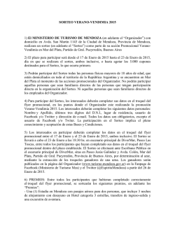 SORTEO VERANO-VENDIMIA 2015 1) El MINISTERIO