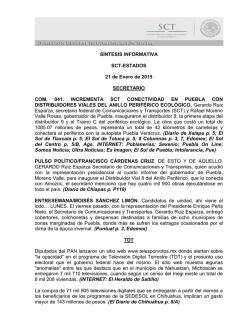 S&Iacute;NTESIS INFORMATIVA SCT-ESTADOS 21 de Enero de 2015
