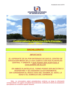 Convocatoria Bachillerato - Universidad Aut&oacute;noma de Aguascalientes