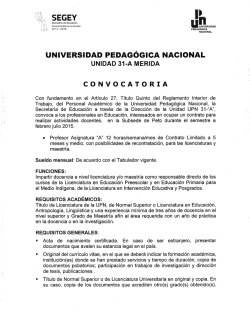 Convocatoria Plaza - UPN: www.upnmda.edu.mx