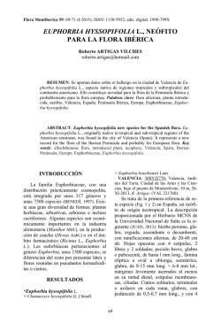 EUPHORBIA HYSSOPIFOLIA L., NEÓFITO PARA LA FLORA IBÉRICA