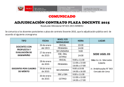 comunicado adjudicación contrato plaza docente 2015