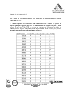 Bogotá., 20 de Enero de 2015 Ref.: Listado de Asociados no hábiles
