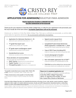 Admissions Application 2015-16 - Cristo Rey Dallas College Prep