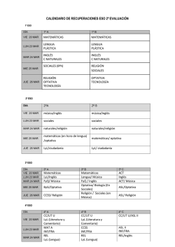 Recuperaciones 2&ordm; Evaluaci&oacute;n ESO