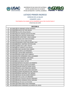 LISTADO PRIMER INGRESO - Oficina de Registro y Control